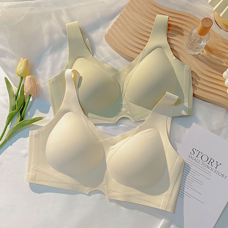 젤리 원활한 속옷 여성용 라텍스 개더 업 간단하고 편안한 확장 방지 조끼-하트 브라 무테 3 차원 아름다운 등