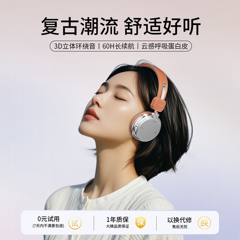 Superpower Head-Mounted Bluetooth Headset Retro Upgraded Hifi Sound Quality Enc Call Intelligent Noise Reduction Comfortable R1