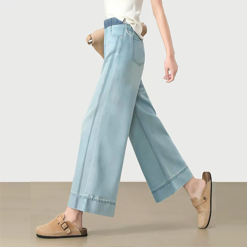 Maternity Tencel Denim Wide-Leg Pants, Summer Thin High-Waisted Slimming Cropped Pants, Petite Drapey Casual 9/10 Pants Maternity Tencel Denim Wide-Leg Pants, Summer Thin High-Waisted Slimming Cropped Pants, Petite Drapey Casual 9/10 Pants