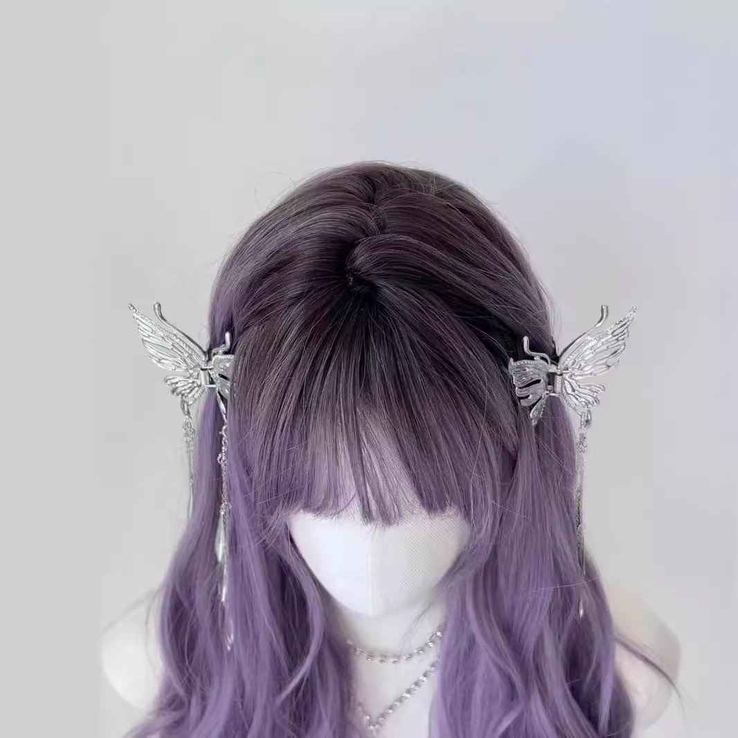 פאת Koni [Wisteria] פאת קוספליי עם ראש מלא סגול ארוך גלי