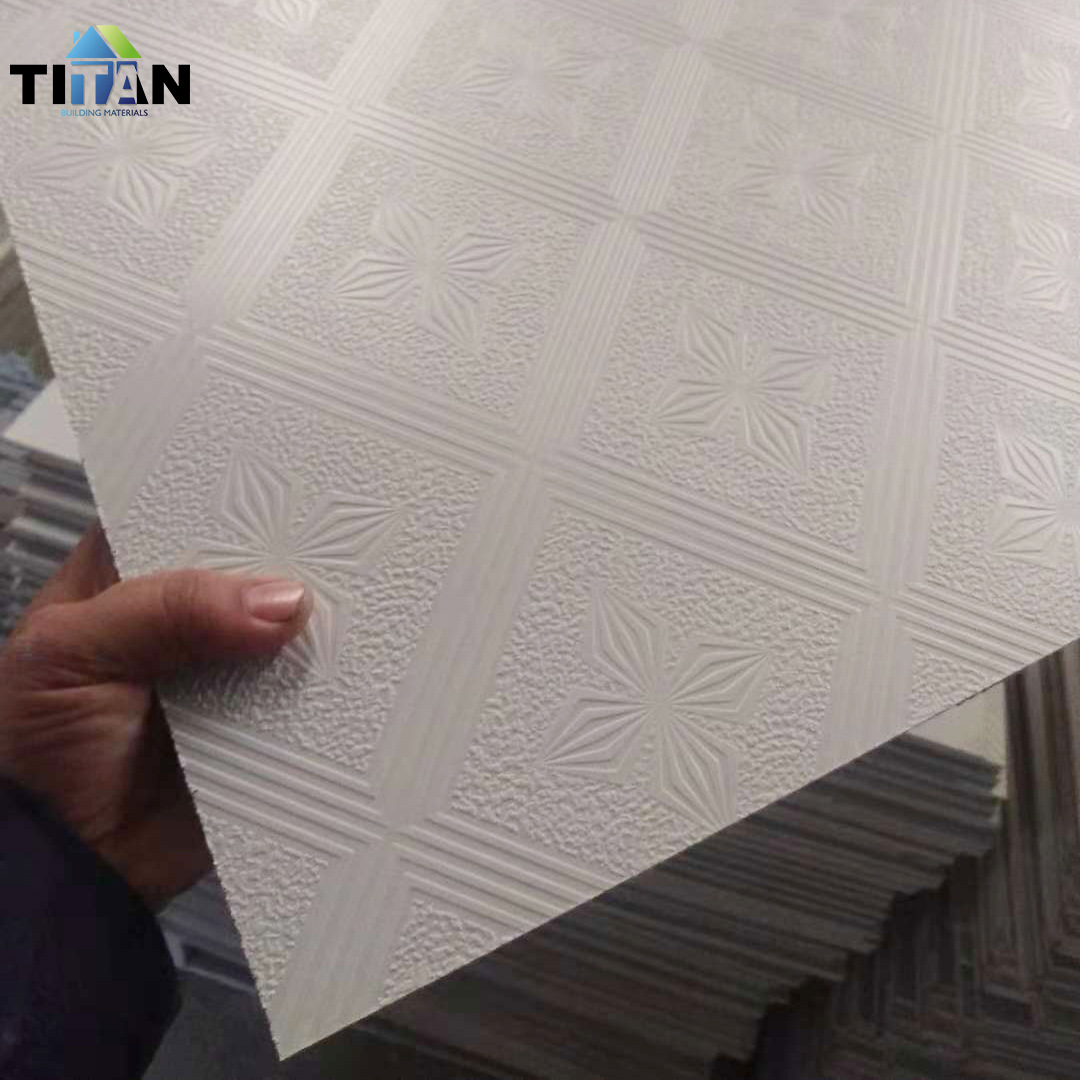 Fábrica al por mayor placa de yeso de pvc fábrica de oficina ignífuga 600*600 techo de yeso