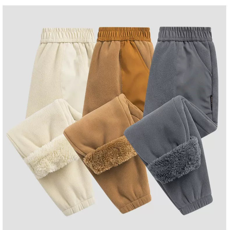 男童裤子秋冬休闲裤冬装儿童加绒加厚大码针织卫裤男孩冬季运动裤