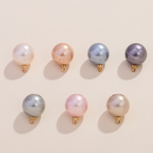 仿贝带吊彩色圆形珍珠挂坠吊坠 DIY 耳环项链手工饰品配件材料