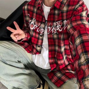 Plaid Shirt Casual Top for Older Children 2025 New Chinese Style Jacket Stylish Trendy Outerwear
