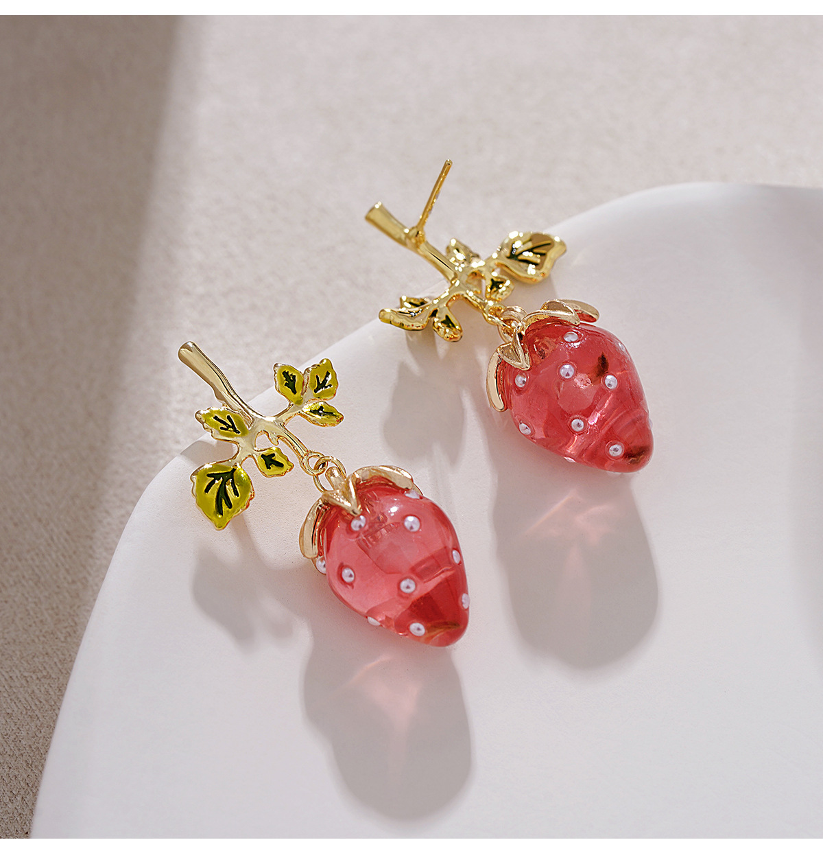 10g Weight Alloy Ear Needle Material Drop Earrings Classification 1 Pair Quantity Daily, Date Occasion Acrylic Material Strawberry Pattern Women's Gender Sweet Style 1 Pair Sweet Strawberry Arylic Drop Earrings 9