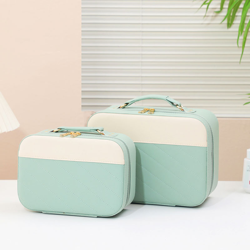 Fábrica personalizada de alta apariencia ins caja cosmética bolsa de almacenamiento de cosméticos de gran capacidad PU caja portátil de cuero impermeable