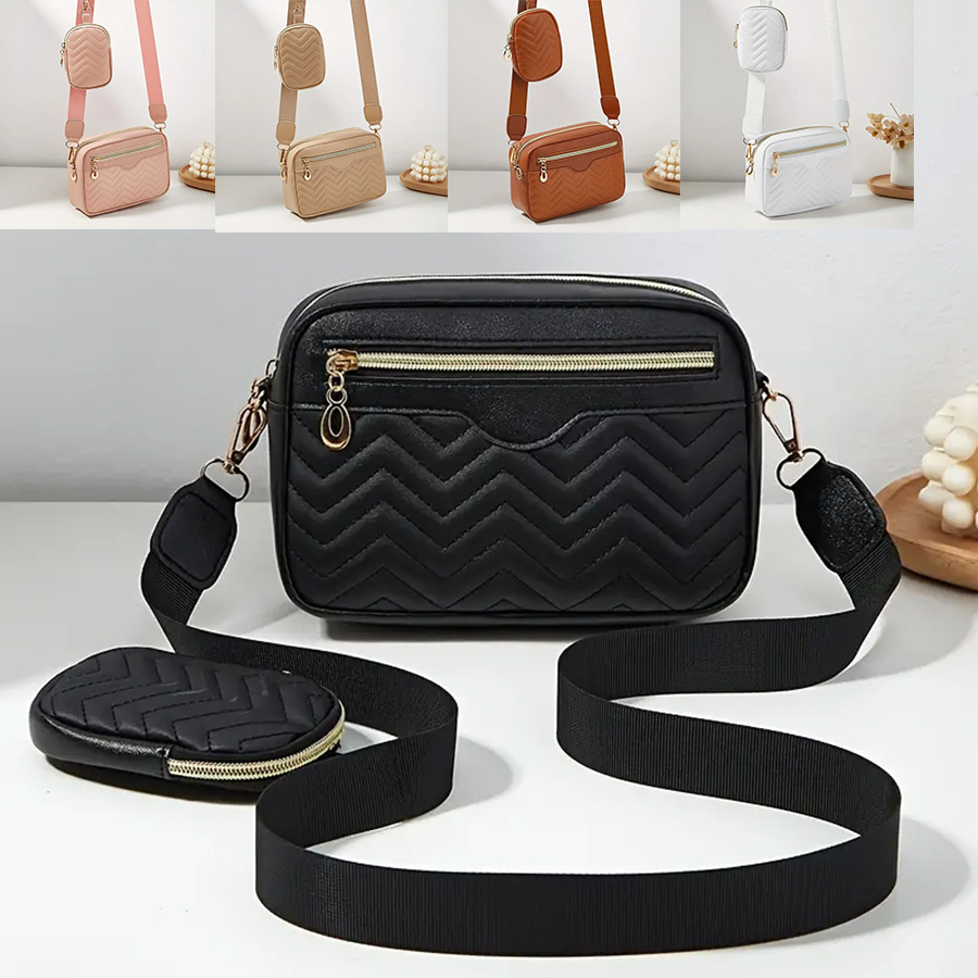 Bolso de hombro de mujer 2025, nuevo bordado ondas frente tirado bolso de cámara, bolso de teléfono móvil casual bolso de cambio comercio exterior