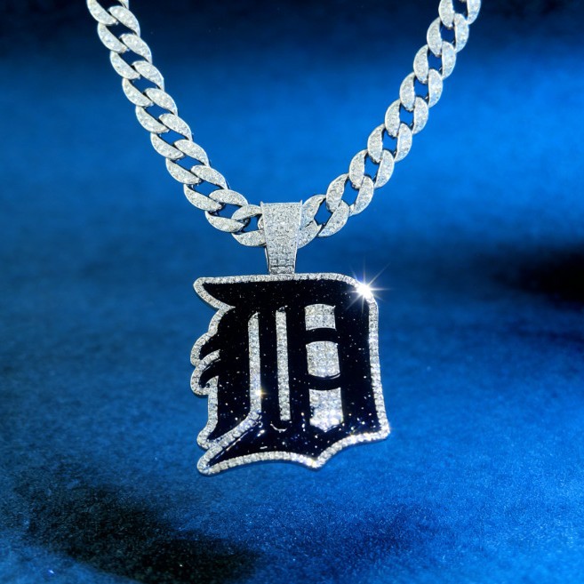 Europa y América Hip Hop Detroit Tigers Colgante de letras D hombre marca de moda personalidad de collar de rap personalizable