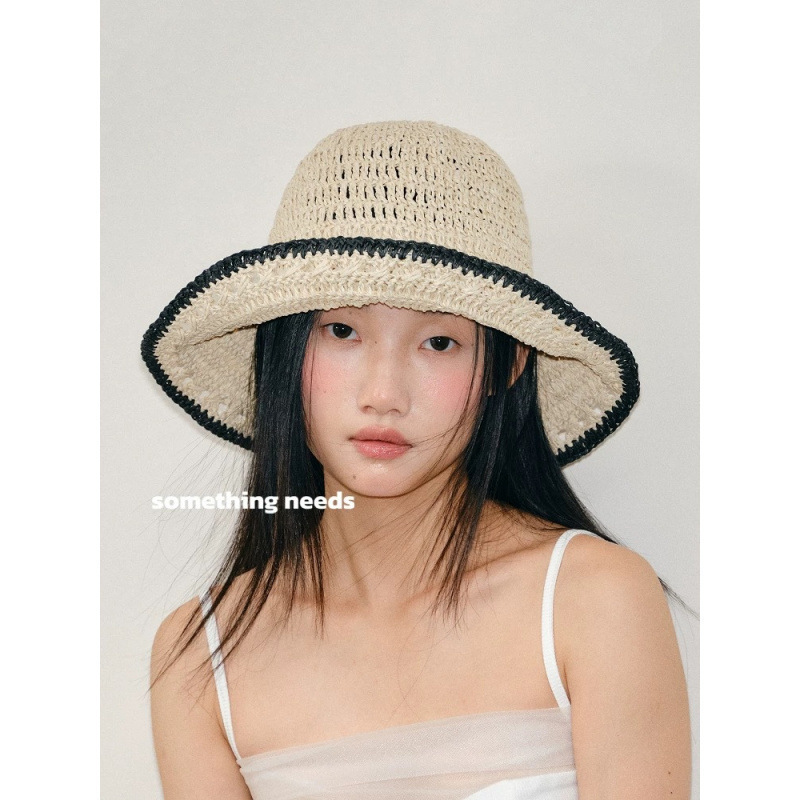 高品质~拉菲镂空平顶帽子女新款夏季礼帽|undefined