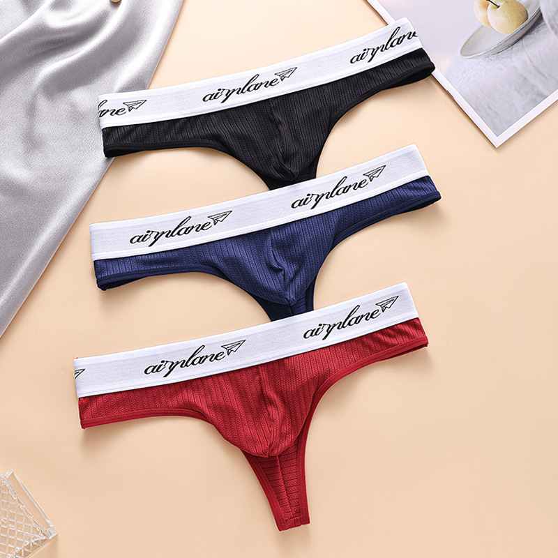 Cross-Border Hot-Selling Men's Thongs, Breathable Ribbed Fabric, Three-Dimensional Pouch, Low-Waist Sexy Men's T-Pants Wholesale Cross-Border Hot-Selling Men's Thongs, Breathable Ribbed Fabric, Three-Dimensional Pouch, Low-Waist Sexy Men's T-Pants Wholesale