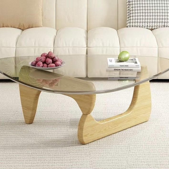Transparent glass + original color wooden legs, medium size 91*65*40cm