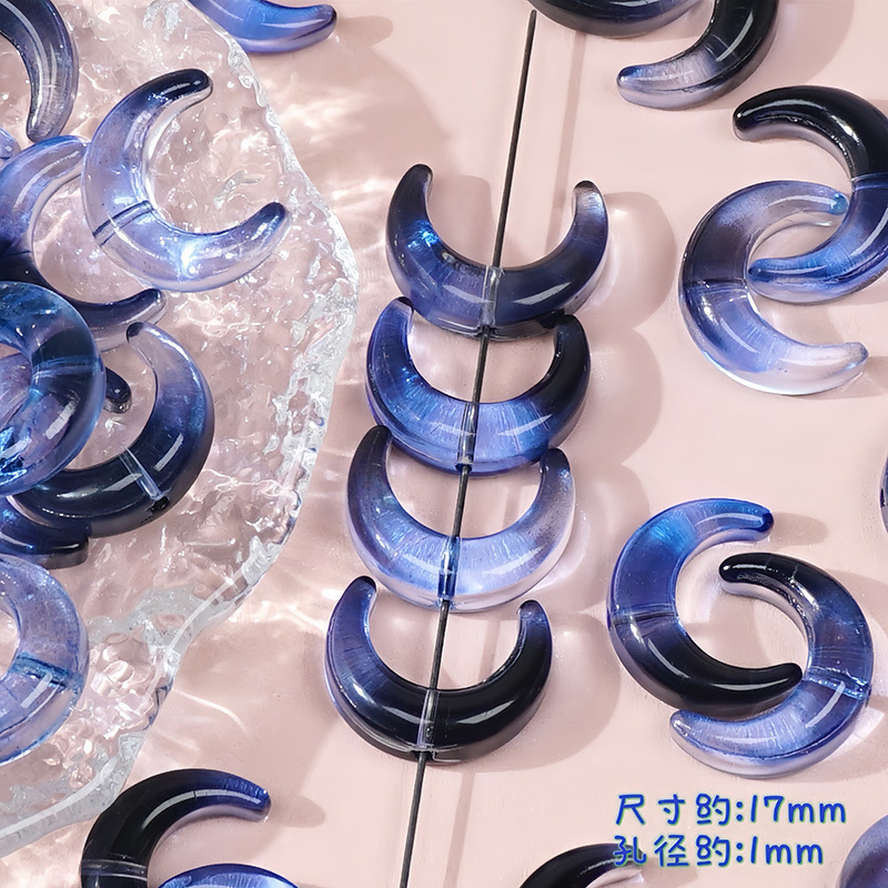 卸売 17 ミリメートルガラス湾曲月水平穴ロングムーン diy 手作りアンティークヘアピンブレスレットネックレス素材|undefined