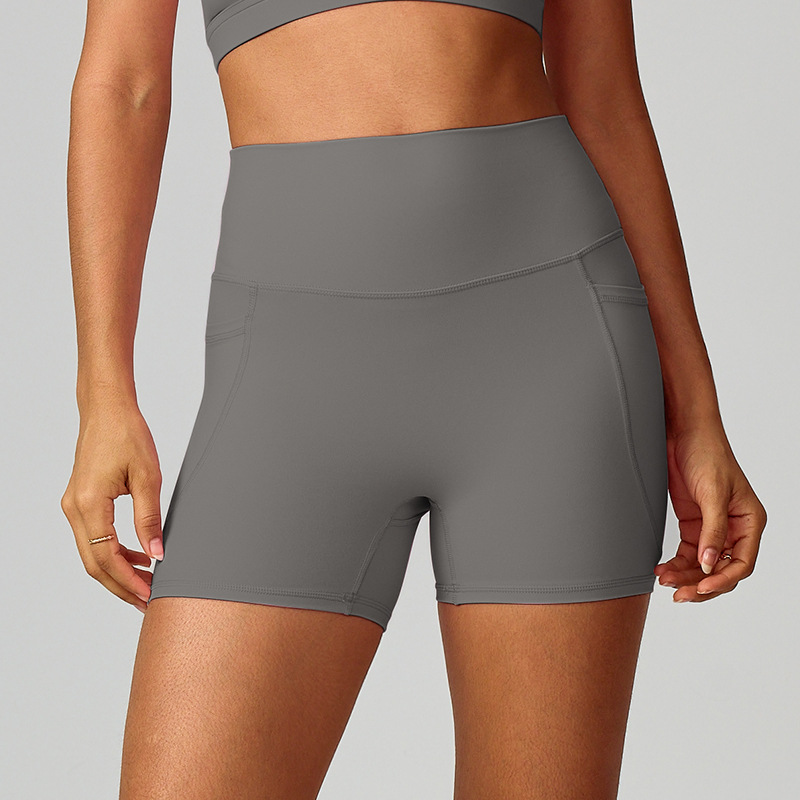 Verano secado rápido desnudo sensación deportivo pantalones cortos de cintura alta correa de pantalones de calzado de bolsillo transpirable pantalones de ejercicio 6425