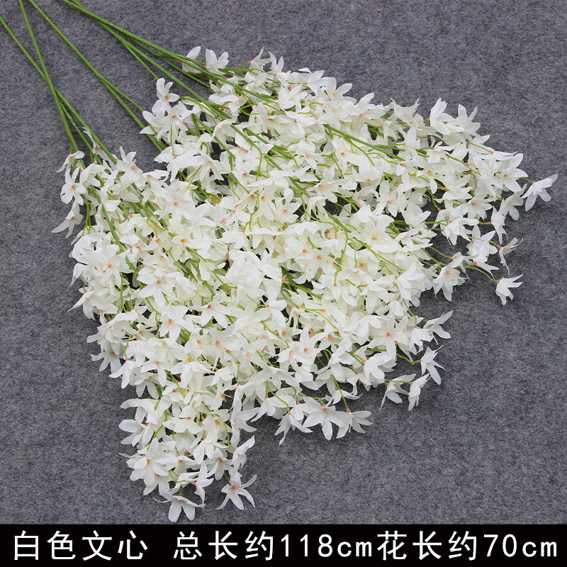 Bodas de flores de seda de imitación blanca flores falsas decorativas floral sala de bodas floral hogar ramo único camino de introducción de flores