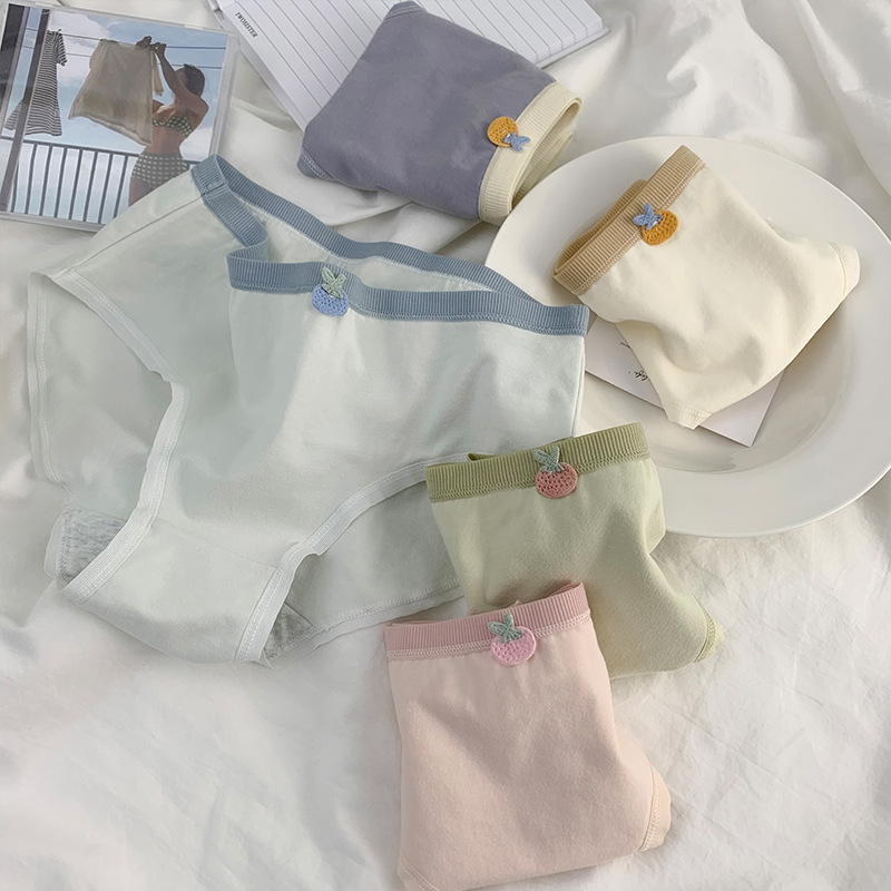Original Summer Girl's Pure Cotton Underwear Women's Underwear Pure Desire Briefs Pure Cotton Crotch Mid-Waist Women's Underwear