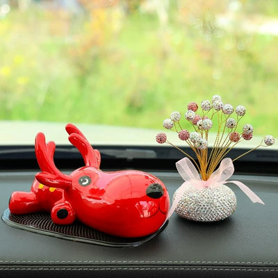 Car ornaments Creative Cute Car Interior Decoration - red-fawn-water-droplets-anti-skid-pad-stars