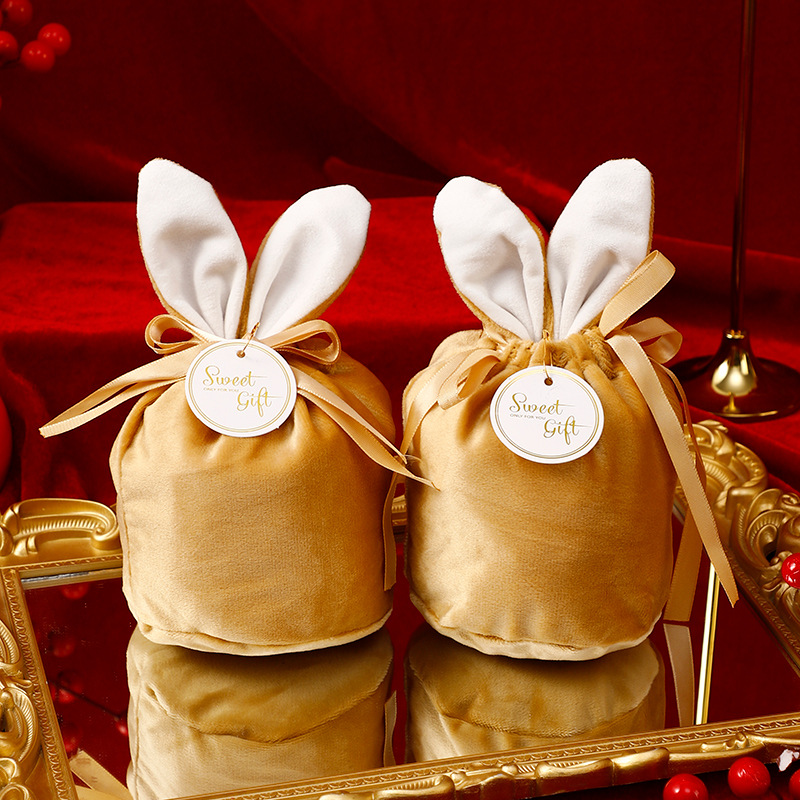 Nueva bolsa de dulces de terciopelo de orejas de conejo caja de regalo caja de dulces de boda caja de dulces de boda dama de honor regalo creativo