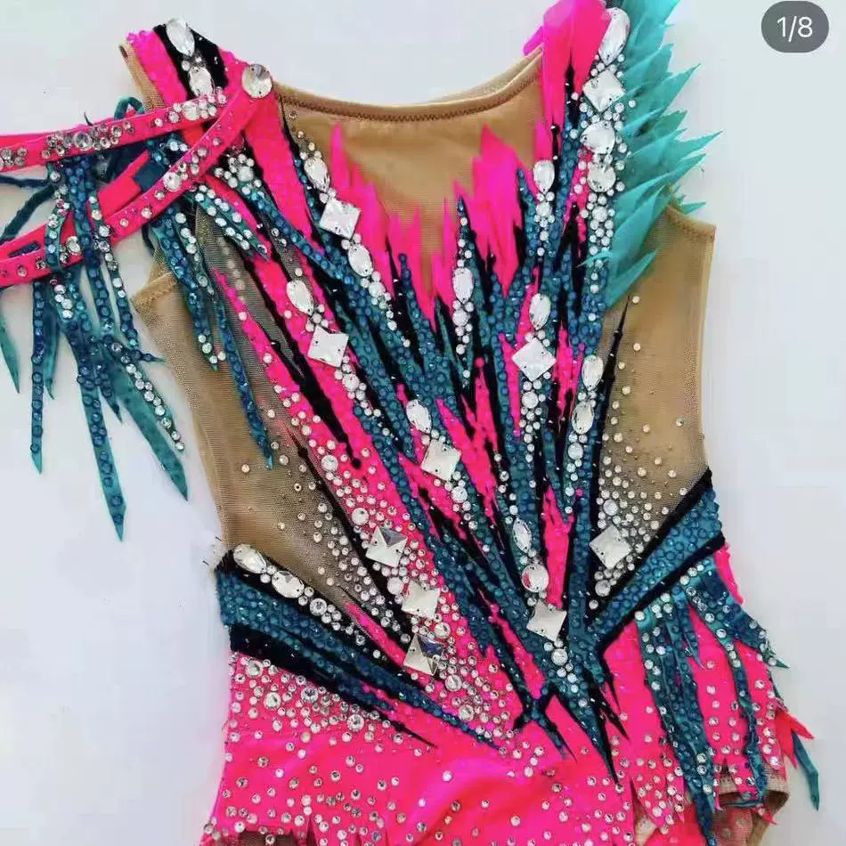 Профессиональная одежда для выступлений по черлидингу и художественной гимнастике, одежда для соревнований по спортивной гимнастике, костюм для художественного экзамена V53