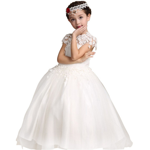 Summer New Children's Formal Gown Net Lace Princess Dress Fluffy Stylish Girls' Dress Stage Performance Dress Wedding Dress