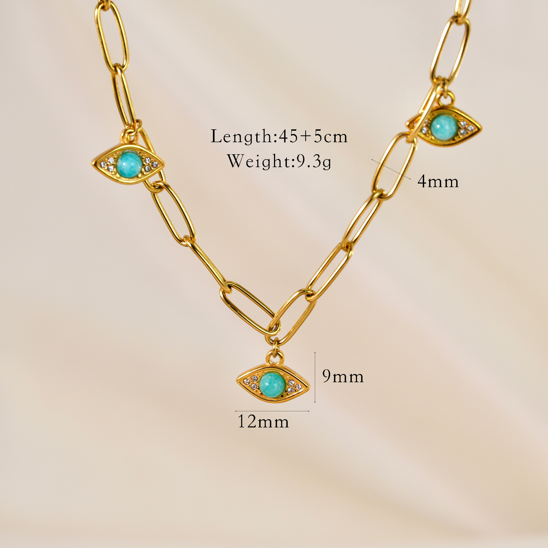 10g Weight Vacuum Plating Gold Plating Process 14K Gold Plated Plating Material Rings, Bracelets, Necklace Classification 1 Piece Quantity Family Gathering, Date, Tea Party Occasion Amazonite, natural stone, Titanium Steel Material Geometric, Round, Devil's Eye Pattern Women's Gender Plating Design Elegant, Vintage Style, Streetwear Style Elegant Vintage Style Streetwear Geometric Round Devil's Eye 14K Gold Plated Amazonite Natural Stone Titanium Steel Wholesale Rings Bracelets Necklace 6