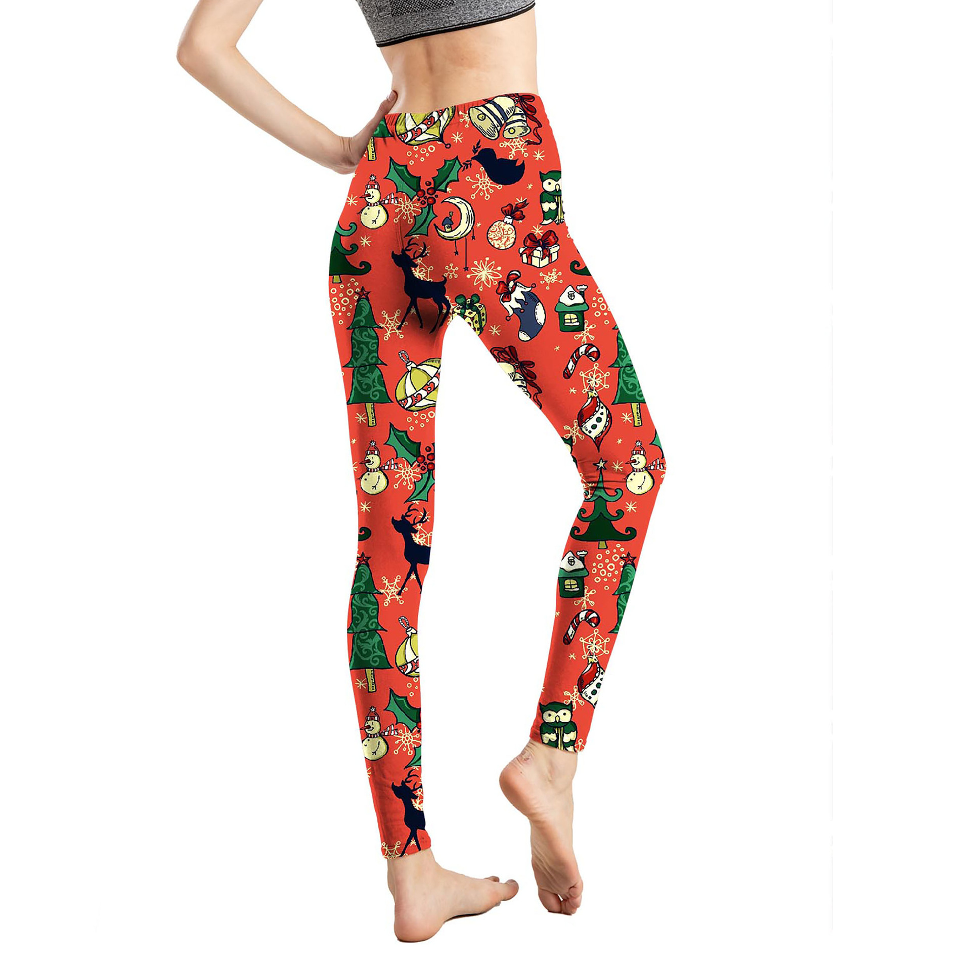 182g Weight Ankle-Length Pants Length Spandex, Polyester Fabric Type High Waist Waist Line Leggings Pants Type Stretchy Elasticity Daily Occasion Breathable Function Skinny Fit Type Christmas Festival Snowflake Pattern Winter, Autumn Season Women'S Gender Simple Style Style Women'S Daily Simple Style Snowflake Ankle-Length Leggings 54