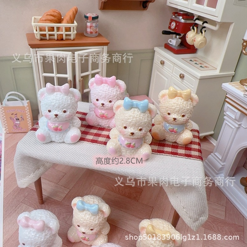 【独】蝴蝶结莉娜熊立体公仔树脂配件挂件DIY材料场景奶油胶饰品|undefined