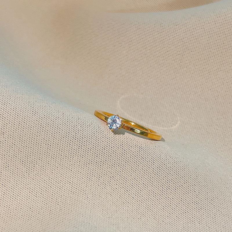 Solid Color Pattern Simple Style Solid Color Titanium Steel Plating Inlay Zircon Rings