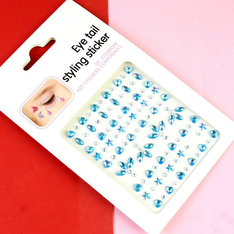 Transfronterizo AB diamantes coloridos joyas de maquillaje de ojos maquillaje facial pegatinas de diamante para niños espectáculo de escenario pegatinas faciales pegatinas de cristal perlas