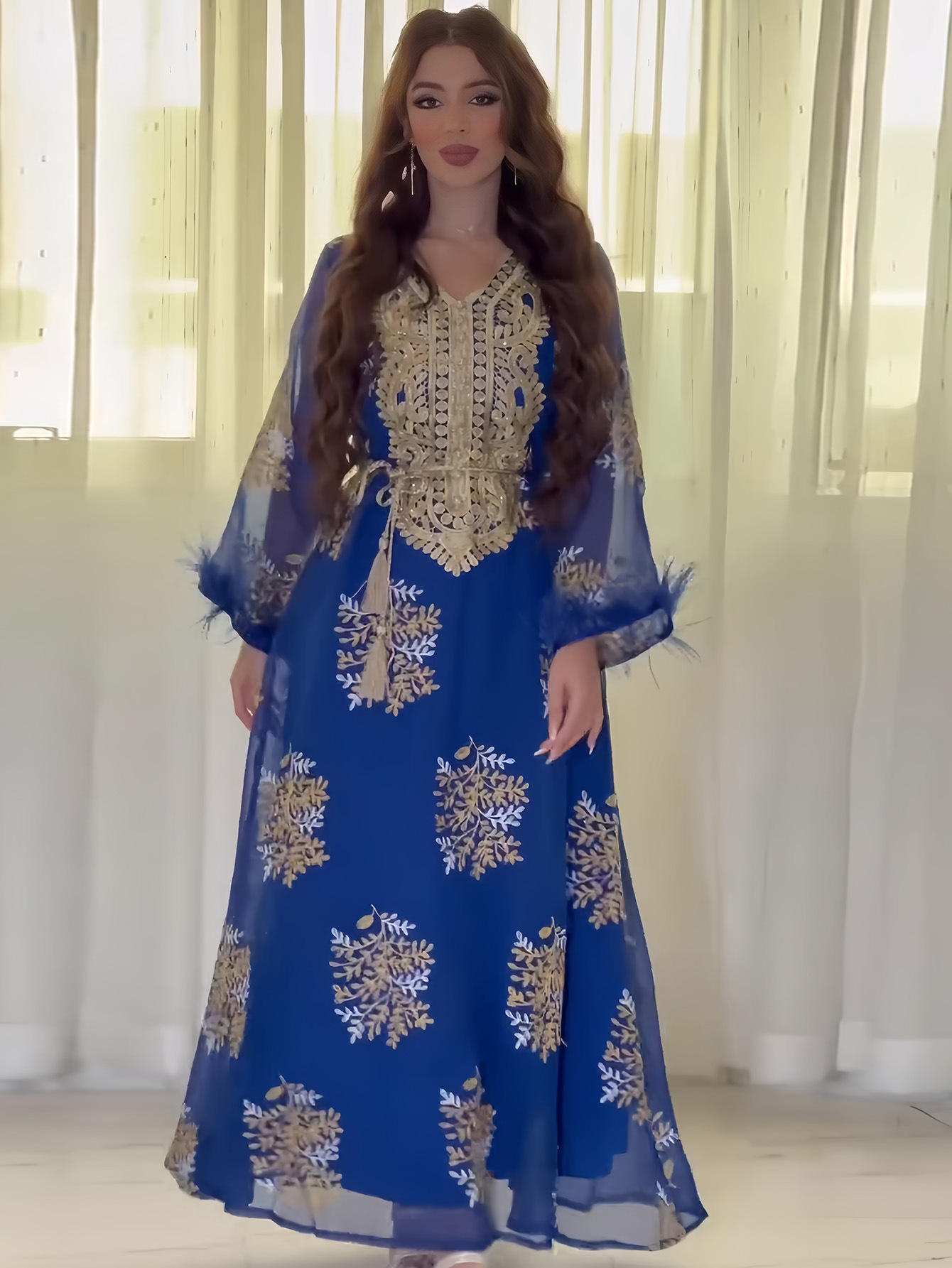 Damenbekleidung Bestickte muslimische Roben Arabische Kleidung Kleider_voghion.com