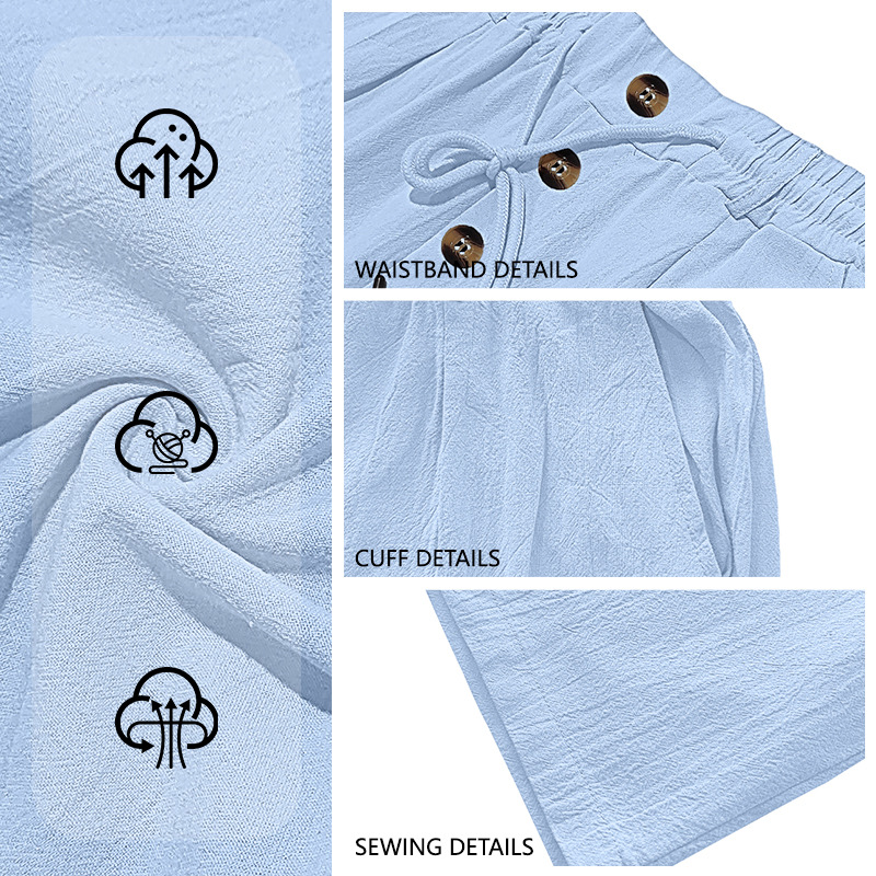 Transfronterizo Amazon spot otoño algodón casual comercio exterior deseo respirado suelto rectas pantalones de lino sólido