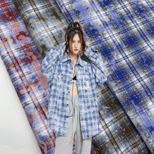 21 pieces of twill corduroy checkered shirt fabric, rendering printed coat dress checkered material