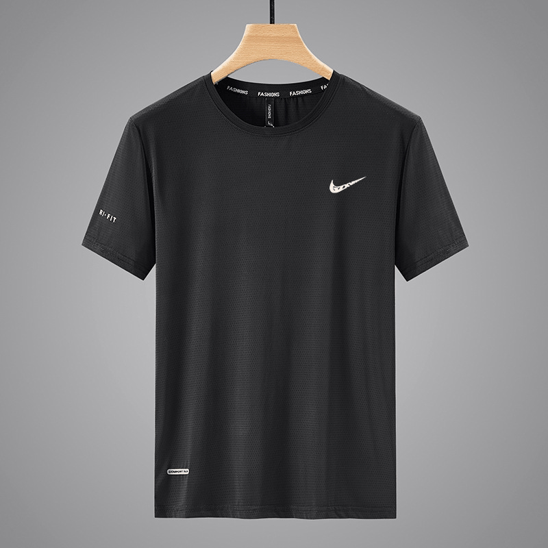 Outdoor Sports Short-Sleeved T-Shirt Men's Summer Ice Silk Thin Quick-Drying Clothing Loose Large Size Round Neck Sports T-Shirt Half Outdoor Sports Short-Sleeved T-Shirt Men's Summer Ice Silk Thin Quick-Drying Clothing Loose Large Size Round Neck Sports T-Shirt Half