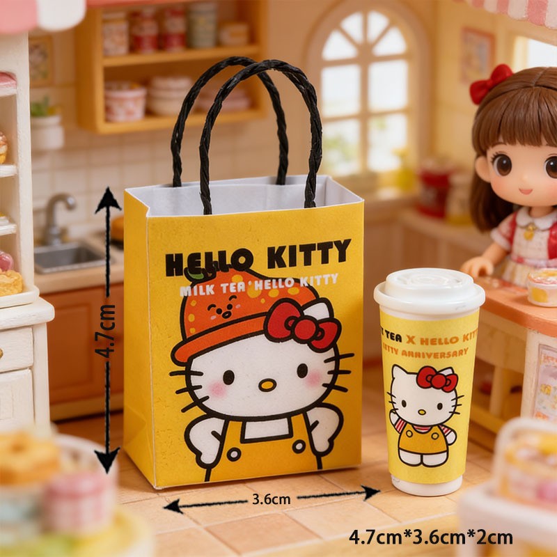 Popular cute mini KT milk tea car decoration, desktop miniature mini milk tea car ornament, new car gift