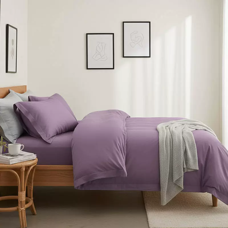 ins风磨毛纯棉四件套纯色可裸睡秋春夏全棉被套床单床上用品批发