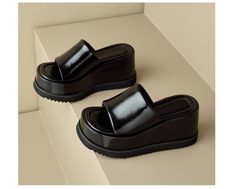 Dép sandal quai ngang da thật đế xuồng cao 8 cm phong cách Âu Mỹ — Màu bạc 10cm, Màu bạc 8cm, Màu vàng kim 10cm, Màu đen 10cm chi tiết 26