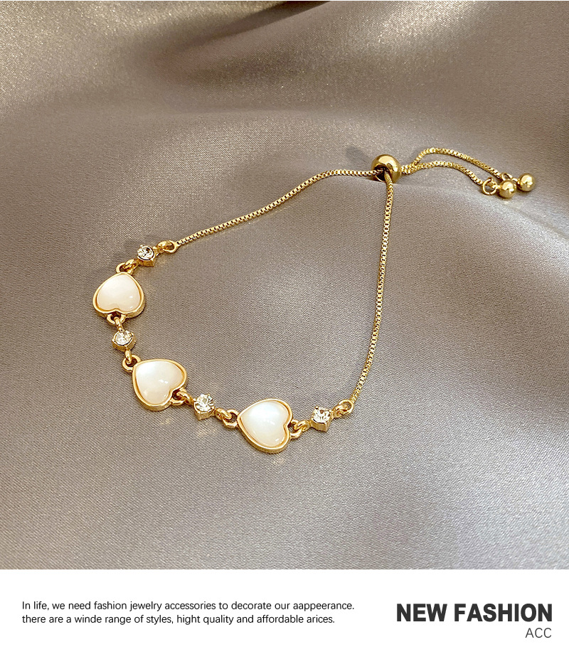 Sweet Heart Shape Copper Plating Inlay Opal Zircon Bracelets 1 Piece