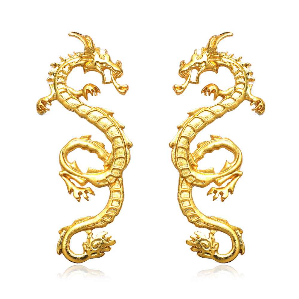 Nihaojewelry wholesale jewelry retro Chinese dragon metal geometric earrings