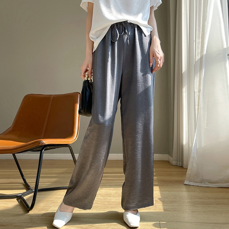 New Chinese Style Jacquard Wide-Leg Pants for Women 2025 Summer New Retro Style Straight Casual Pants Summer Women's Pants Long Pants