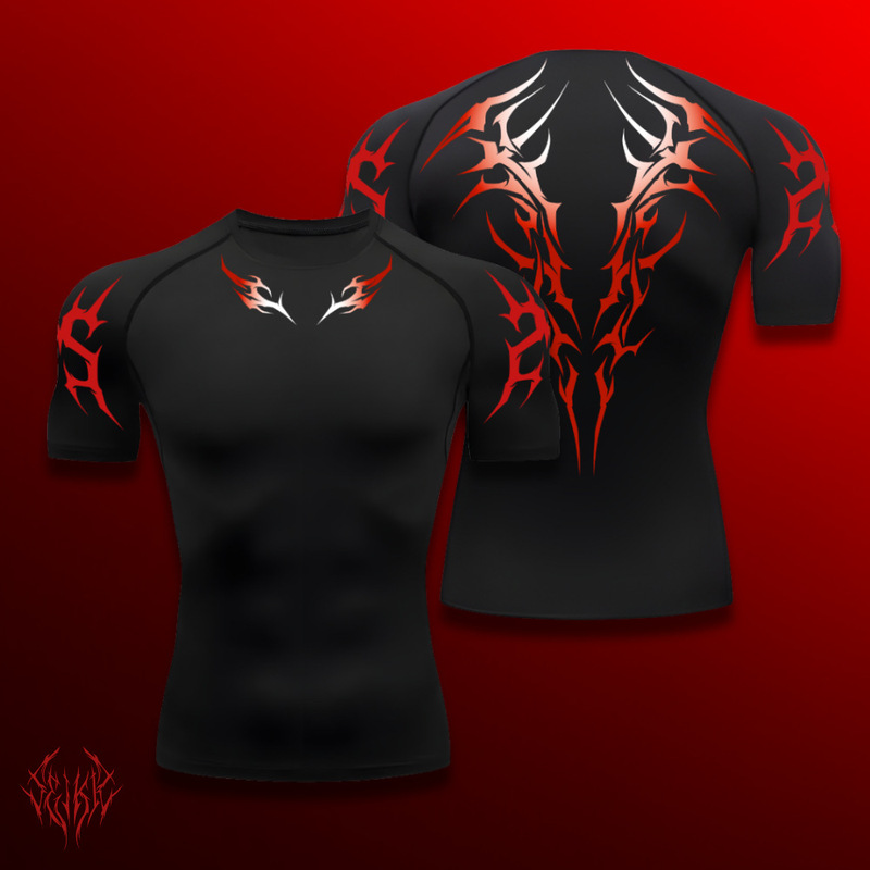 2024Pro Cross-Border Men's Fitness Short-Sleeved Tight-Fitting Abdominal Sports Body-Shaping Breathable Quick-Drying Muscle Training Short-Sleeved T-Shirt