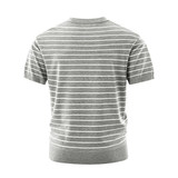 ZY8103T-D老钱风条纹圆领针织短袖通勤百搭夏季时尚简约T恤，男装针织衫/毛衣，星座614