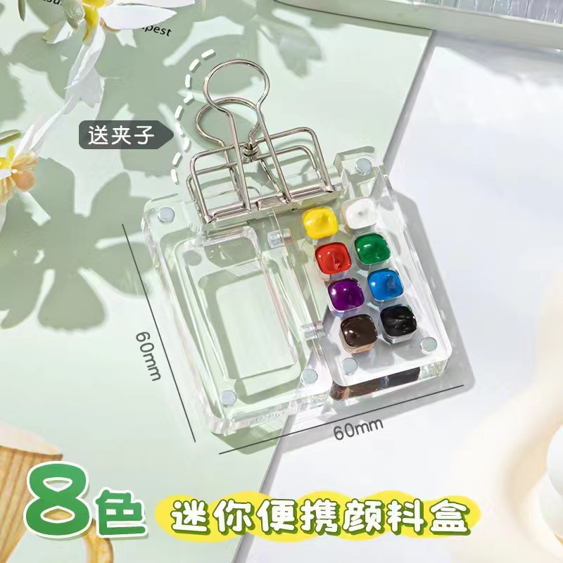 8 caja de color 15 caja de color mini acuarela caja de pintura portátil cuaderno de dibujo de viaje
