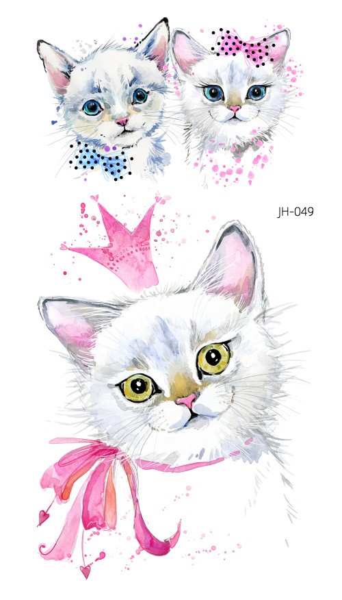 Protección del medio ambiente a prueba de agua sudor desechable lindo gato divertido tatuaje pegatinas cicatriz personalizada cubriendo fresco hombres y mujeres tatuaje