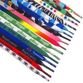 定制批发创意LOGO品牌名热转印扁平印花鞋带热转印鞋带