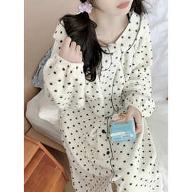 实拍2025韩版可爱波点毛毛睡袍带帽女秋冬新款加厚睡衣家居服睡裙