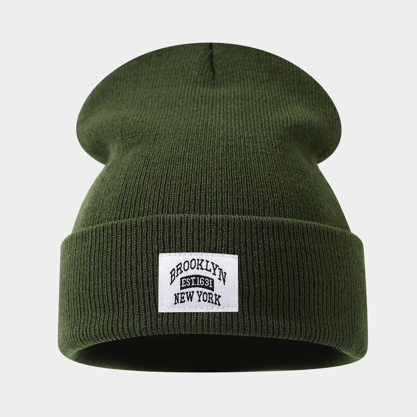Europa y Estados Unidos marca de moda transfronteriza Brooklyn etiqueta sombrero de punto hombre y mujer personalidad de moda rizado sombrero de lana de moda sombrero frío