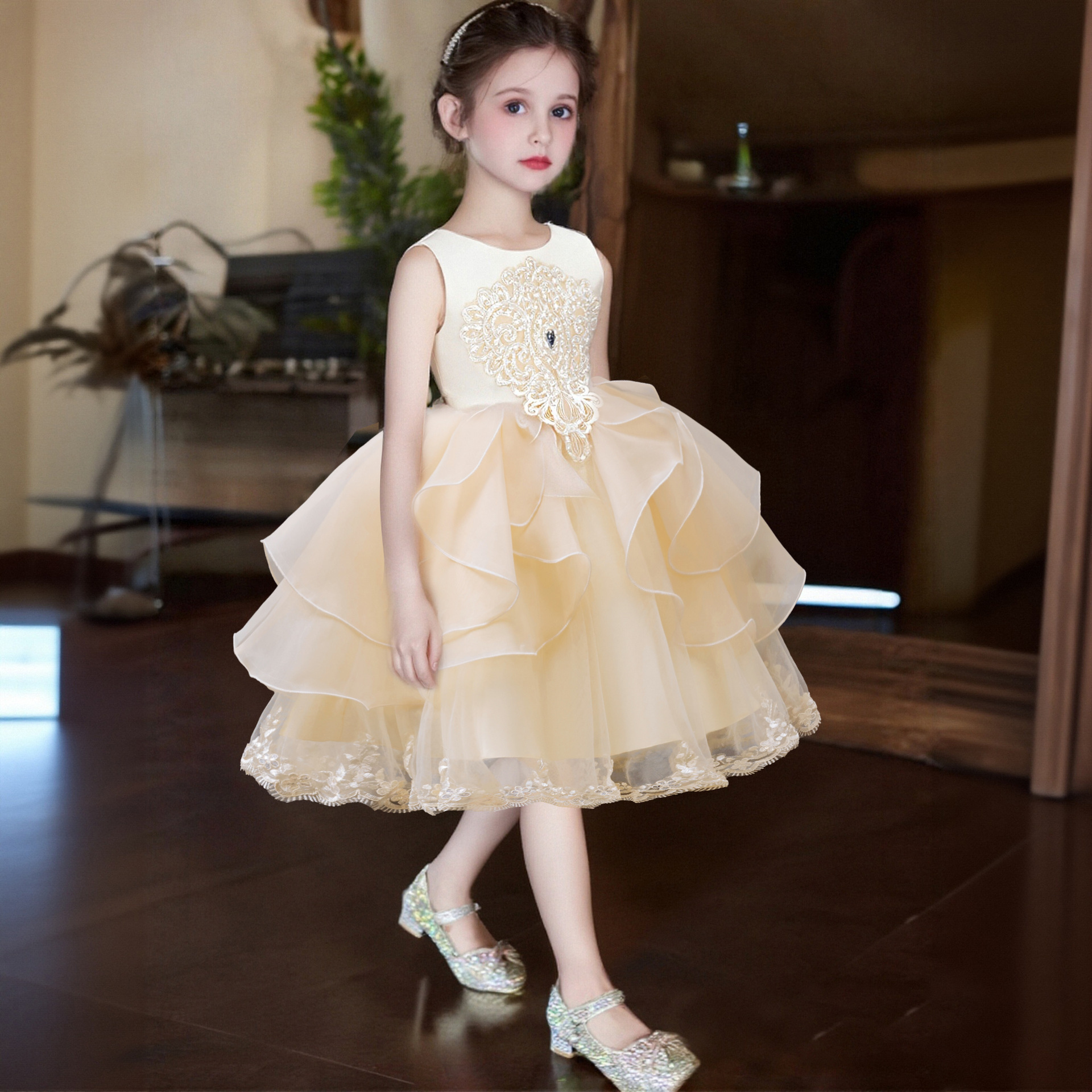 Nuevos vestidos de princesa transfronterizos para niños vestidos de piano para chicas vestidos de noche de cumpleaños de pequeña anfitriona Liu Yan 366