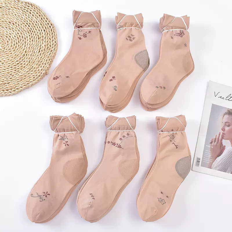 短丝袜女夏季松口防勾丝袜子加厚防滑带后跟天鹅绒妈妈袜不勒脚