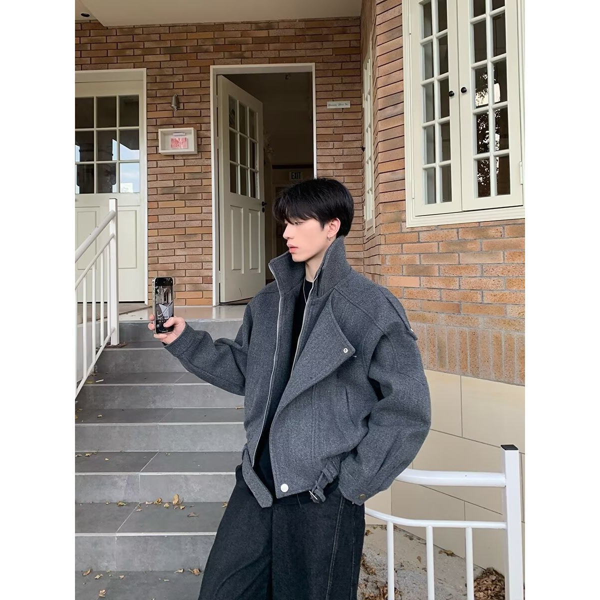 Autumn and Winter 2025 Short Woolen Cleanfit Jacket, High-End Handsome Jacket, Handsome Woolen Top for Boys