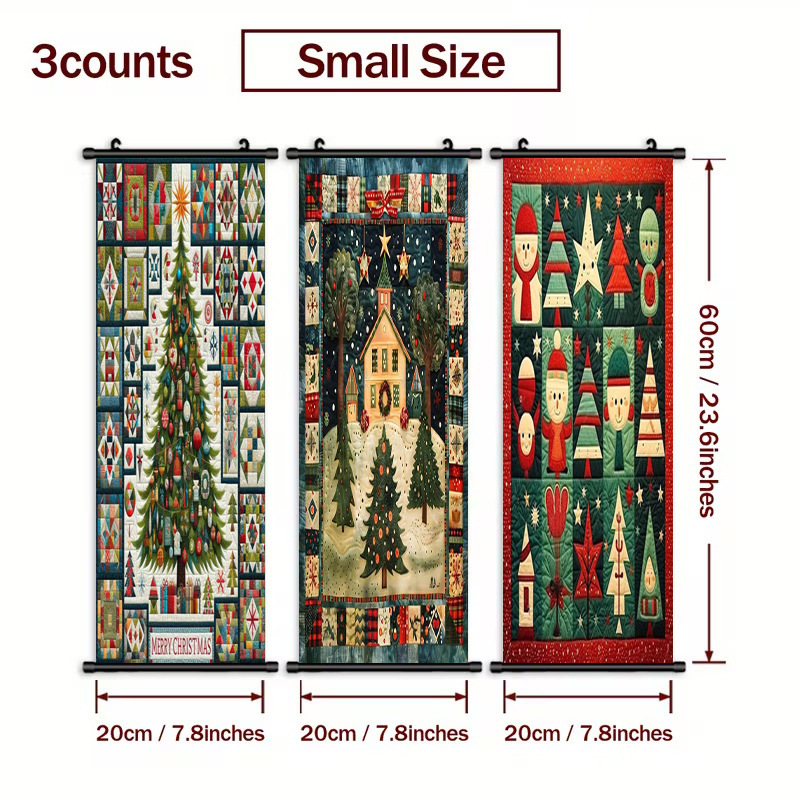 3 Pieces of Christmas Scenery Elements Poster Prints, Animated Snowman Theme, Ideal Holiday Gifts