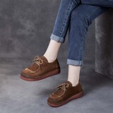 以一 Весенне-осенние новые модные женские туфли в стиле ретро на мягкой подошве, туфли на плоской подошве, женские туфли из воловьей кожи со шнуровкой и на плоской подошве